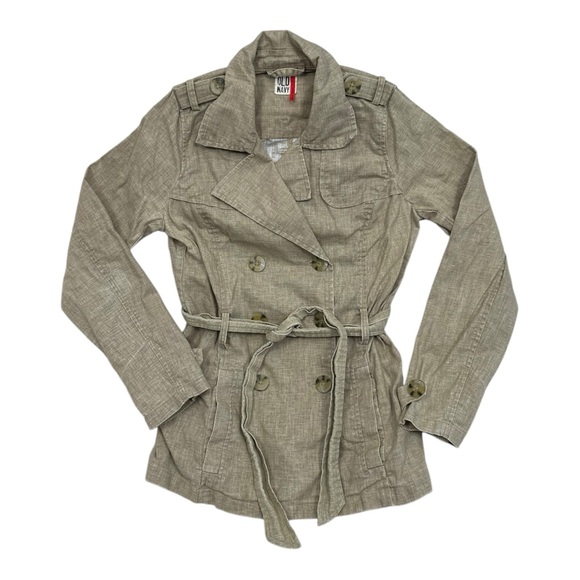 Old Navy Jackets & Blazers - Old Navy Vintage Jacket Womens XS Beige Linen Blend Double Breasted Belted